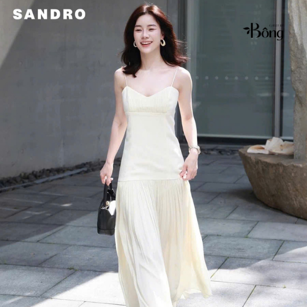 Đầm maxi phối dây hở lưng