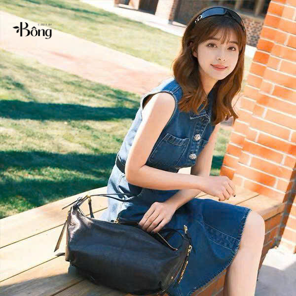 Váy jeans Self Portrait khuy đá kèm belt