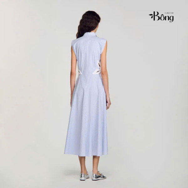 Đầm maxi thêu sọc
