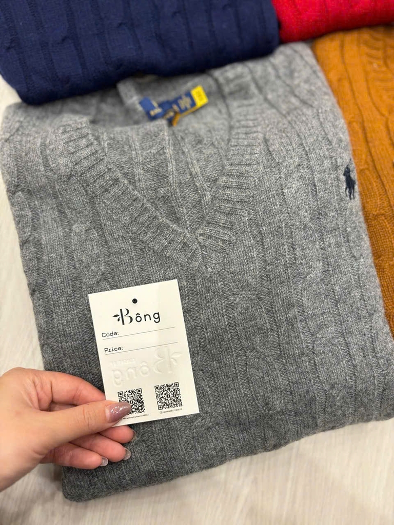 Áo len Polo Cổ V vặn thừng 5 màu