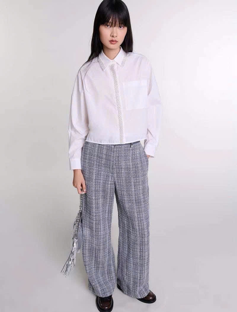 Quần Maje tweed nhũ suông (theo set có tách)