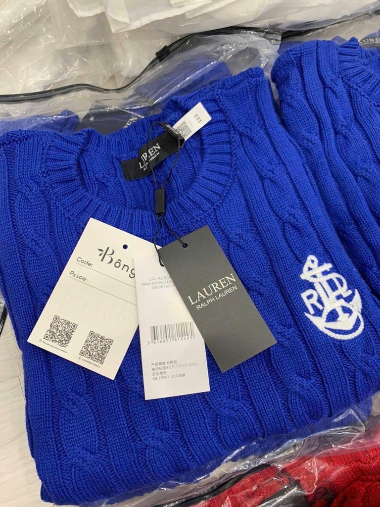 Áo len Polo RL ngắn tay cổ tròn vặn thừng 3 màu (tuồn auth full QR)