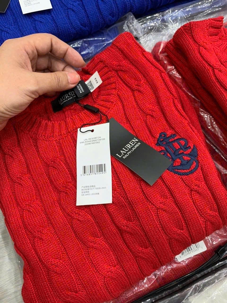 Áo len Polo RL ngắn tay cổ tròn vặn thừng 3 màu (tuồn auth full QR)