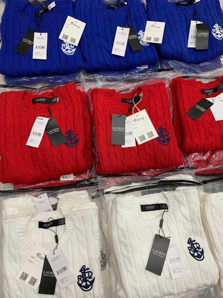 Áo len Polo RL ngắn tay cổ tròn vặn thừng 3 màu (tuồn auth full QR)