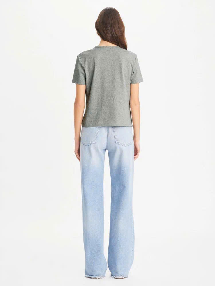 Tshirt Tory Burch màu rêu cổ tròn hoạ tiết