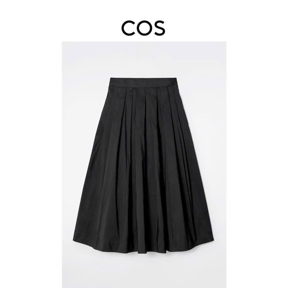 Chân váy midi COS đen dư xịn túi 2 bên