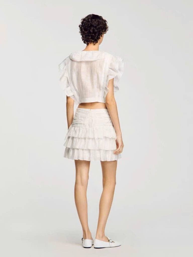 Áo Croptop nhún bèo Sandro