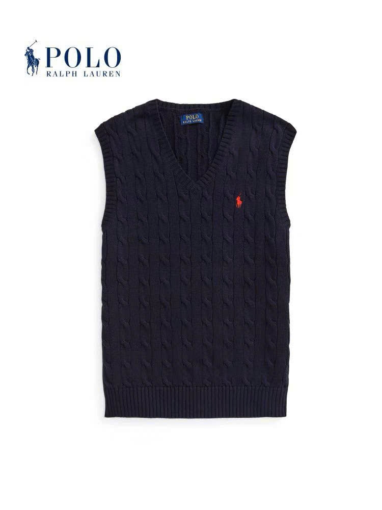 Áo gilett len Polo RL cổ V vặn thừng 2 màu