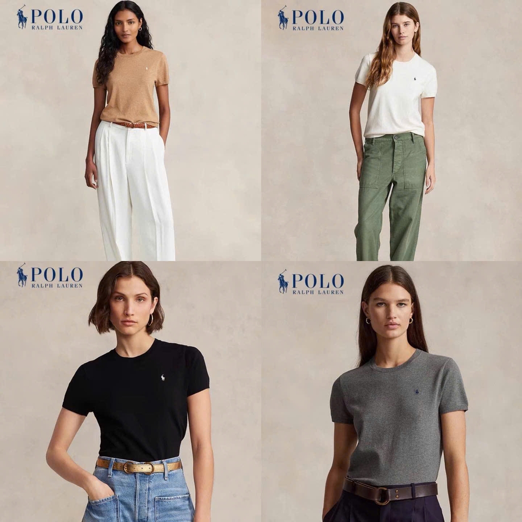 Áo len trơn Polo RL cổ tròn cộc tay 4 màu