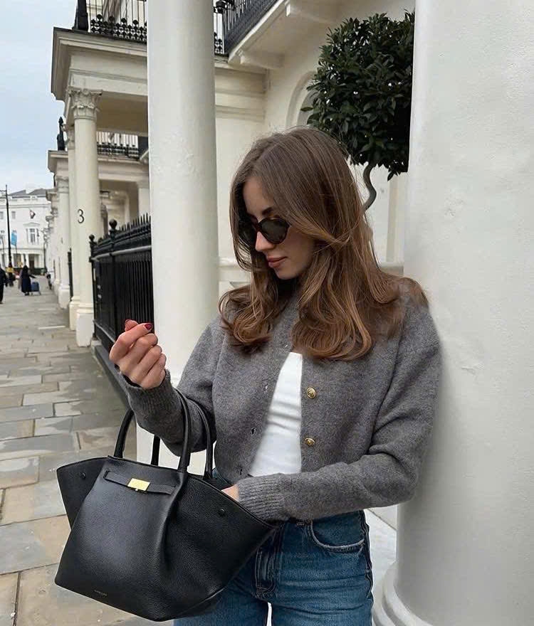 Túi TOTE DEMELLIER da sần 4 màu Sz47x21x14