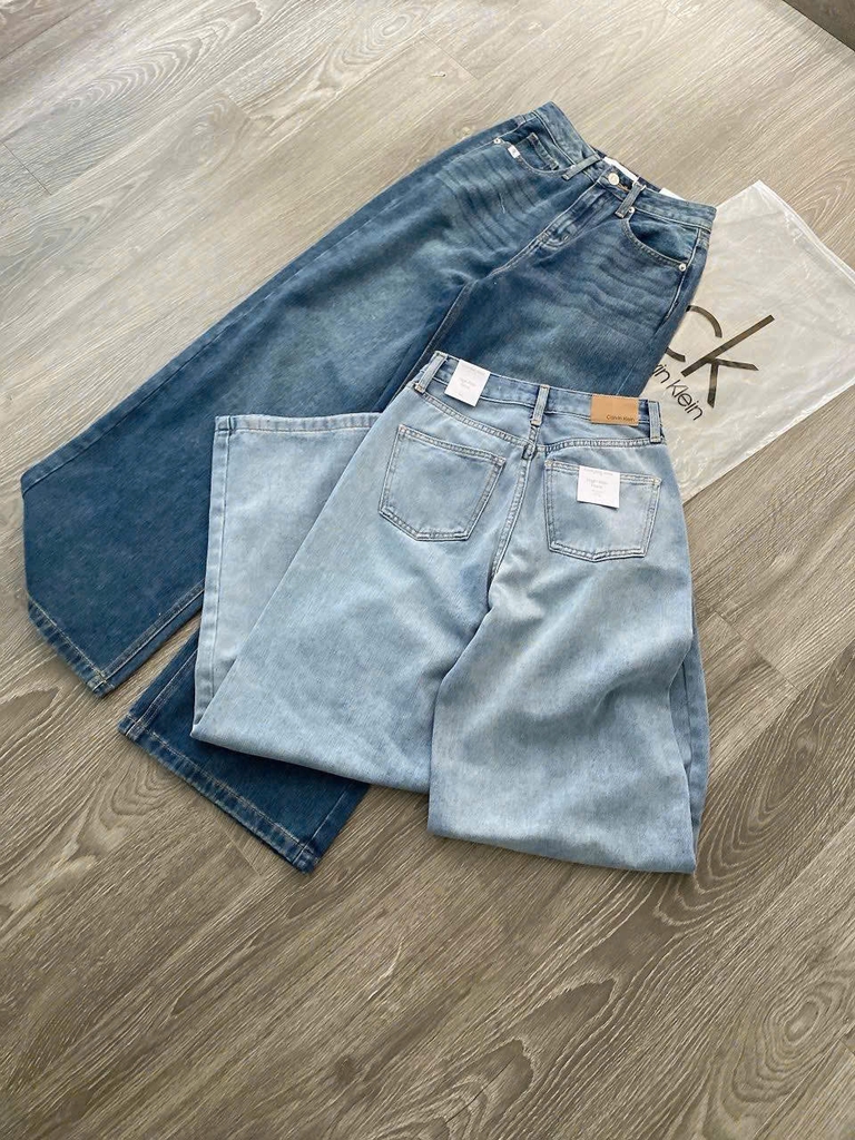Quần denim CK dáng suông 2 màu