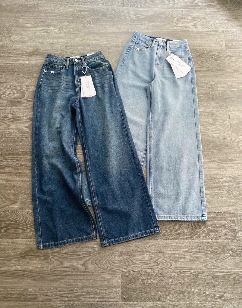 Quần denim CK dáng suông 2 màu