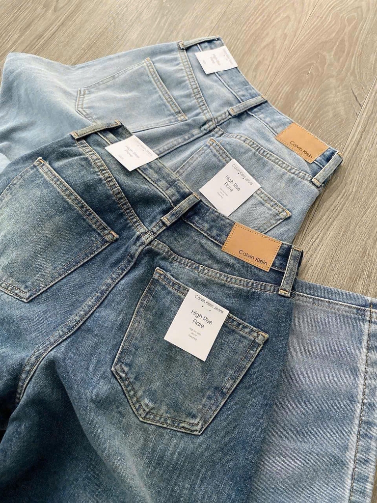 Quần denim CK dáng suông 2 màu