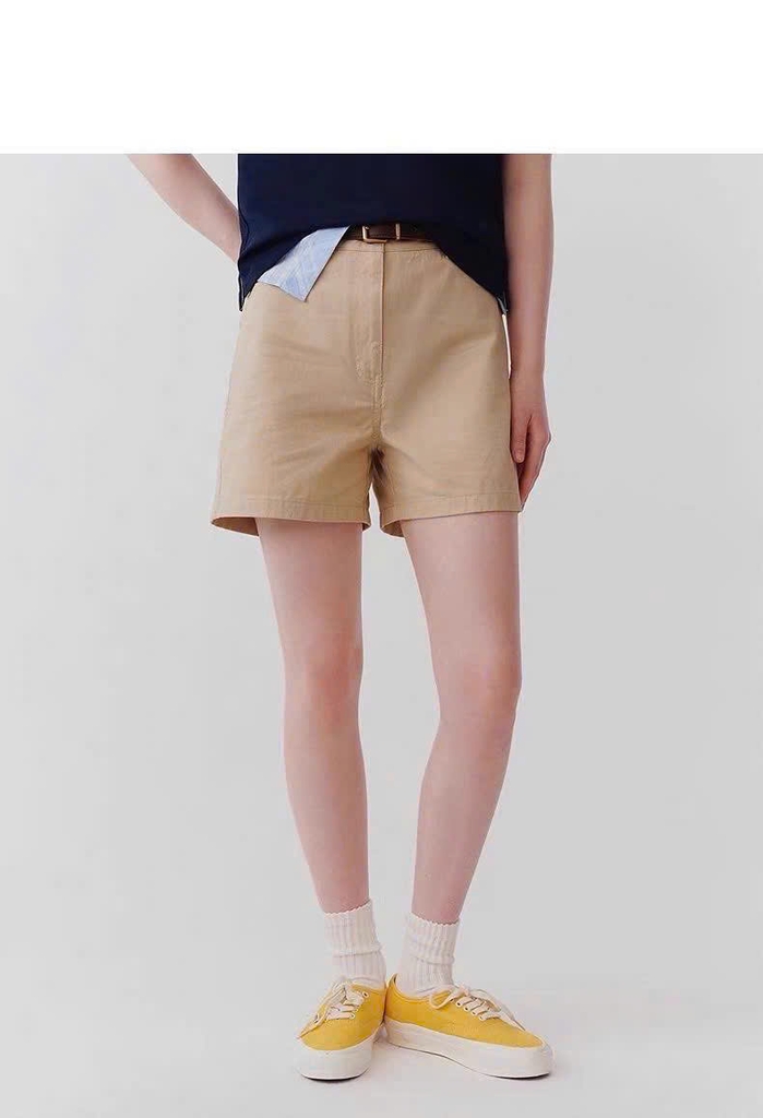 Quần short khaki CK màu beirge kèm belt co giãn 4 chiều