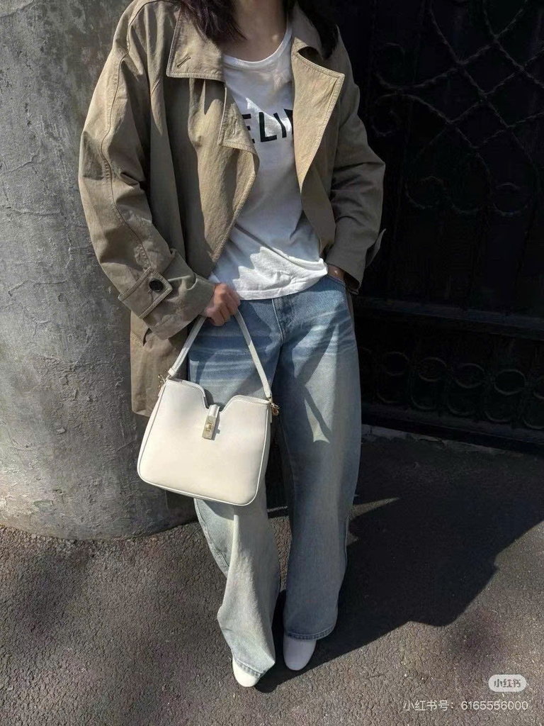 Túi Celine dáng hobo da khoá vàng 3 màu Sz25X21