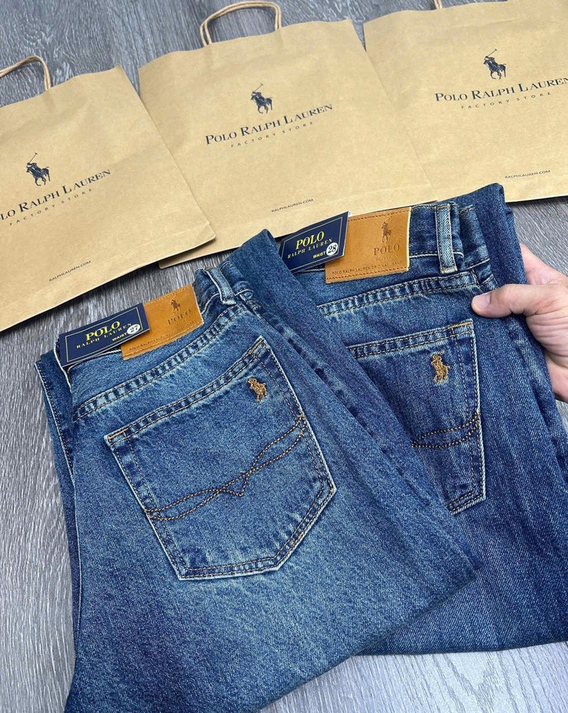 Quần jeans suông Polo RL rách gối
