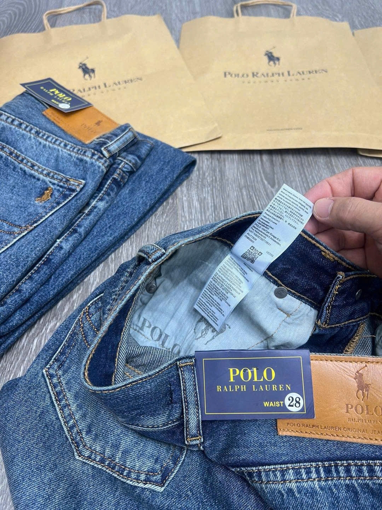 Quần jeans suông Polo RL rách gối