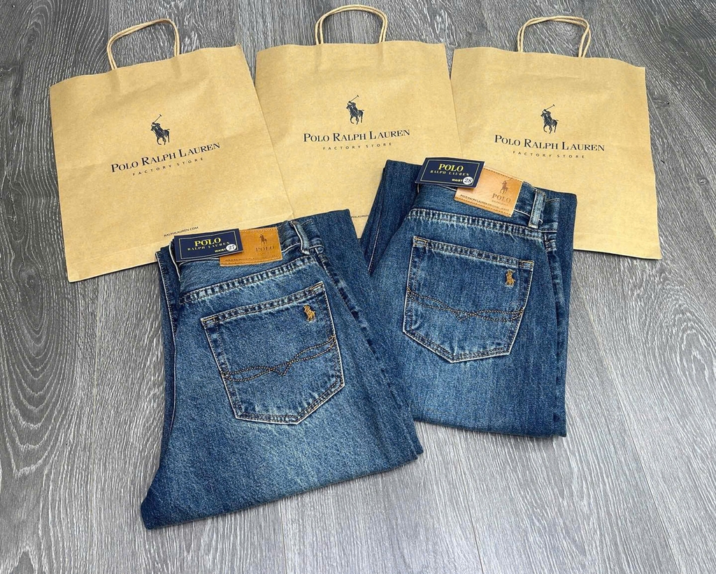 Quần jeans suông Polo RL rách gối