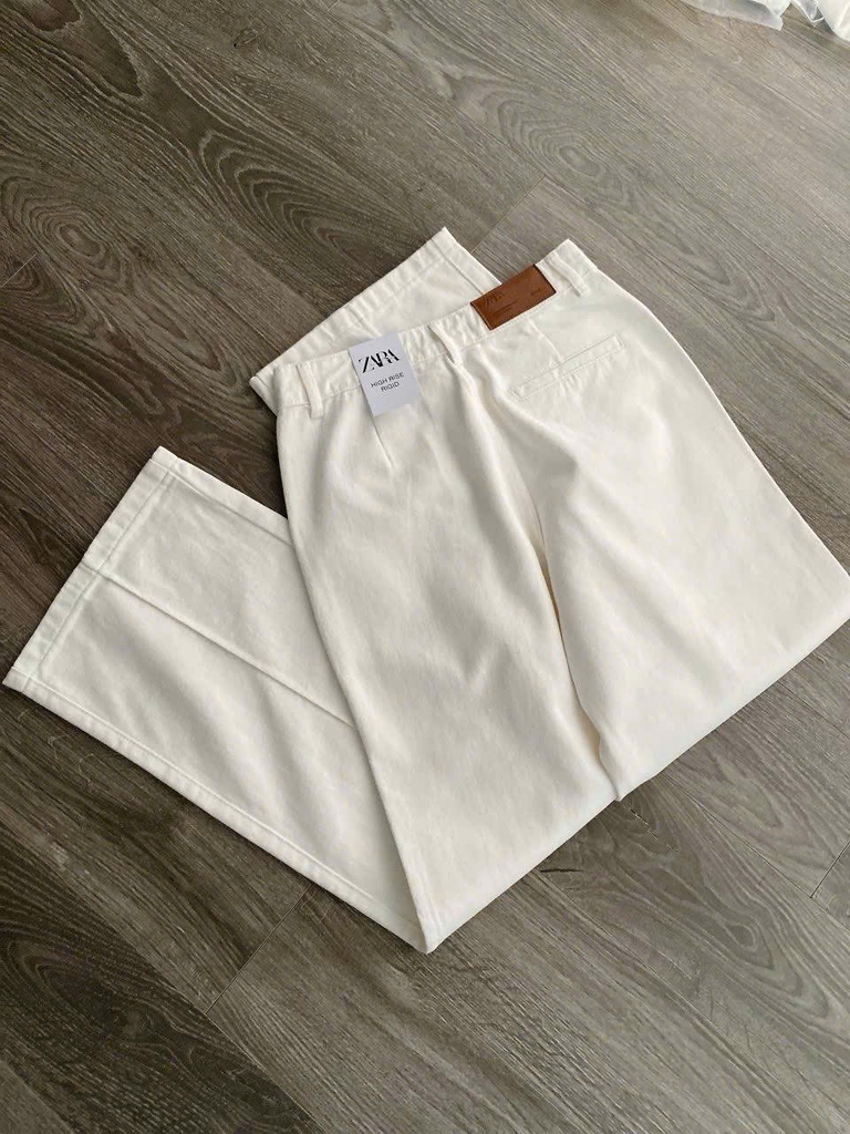 Quần jean trắng Zara dáng suông