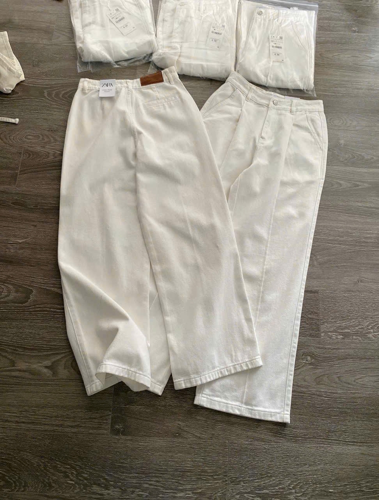Quần jean trắng Zara dáng suông