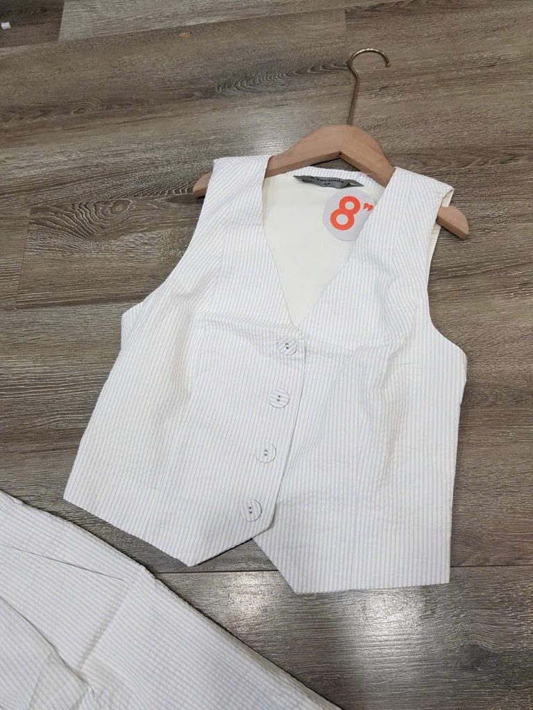 Set Áo gile kẻ + short đũi  8 seconds khuy bọc