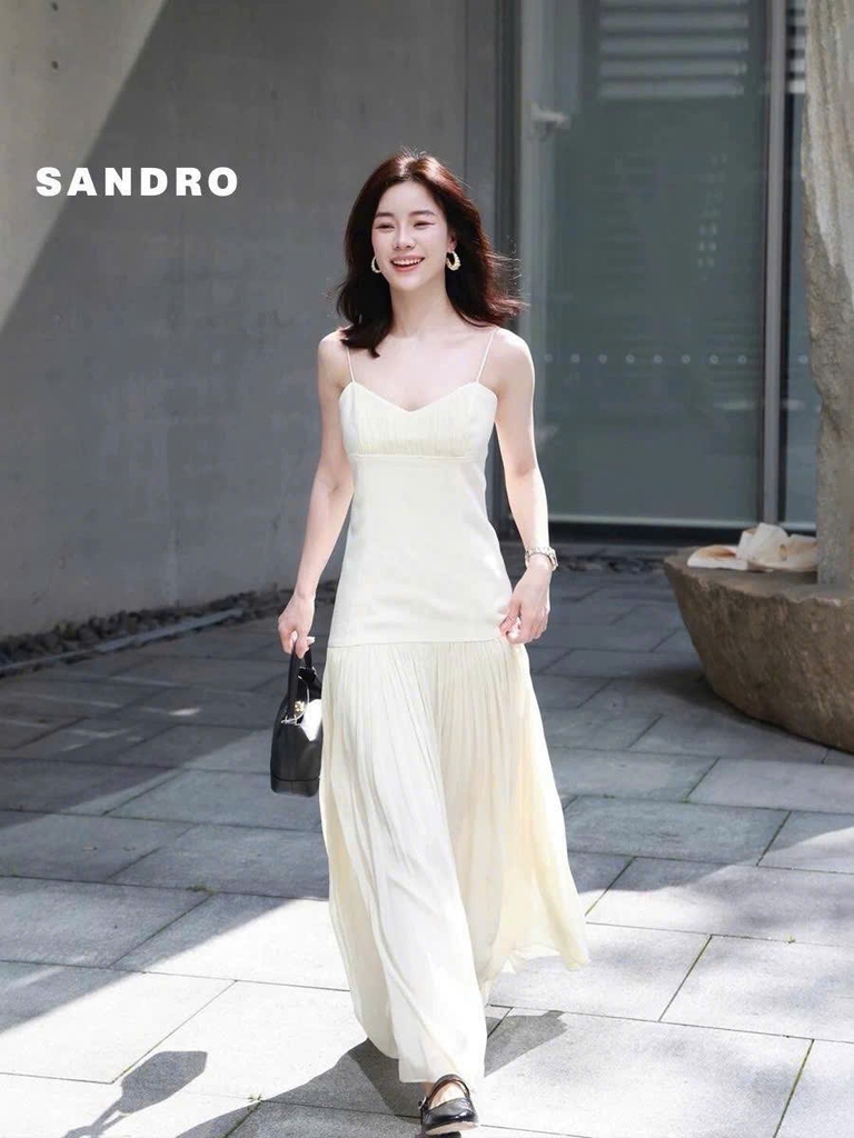 Đầm maxi phối dây hở lưng