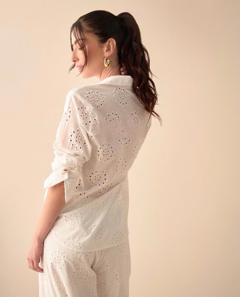 Sơ mi MNG ren dập cổ đức 2 màu