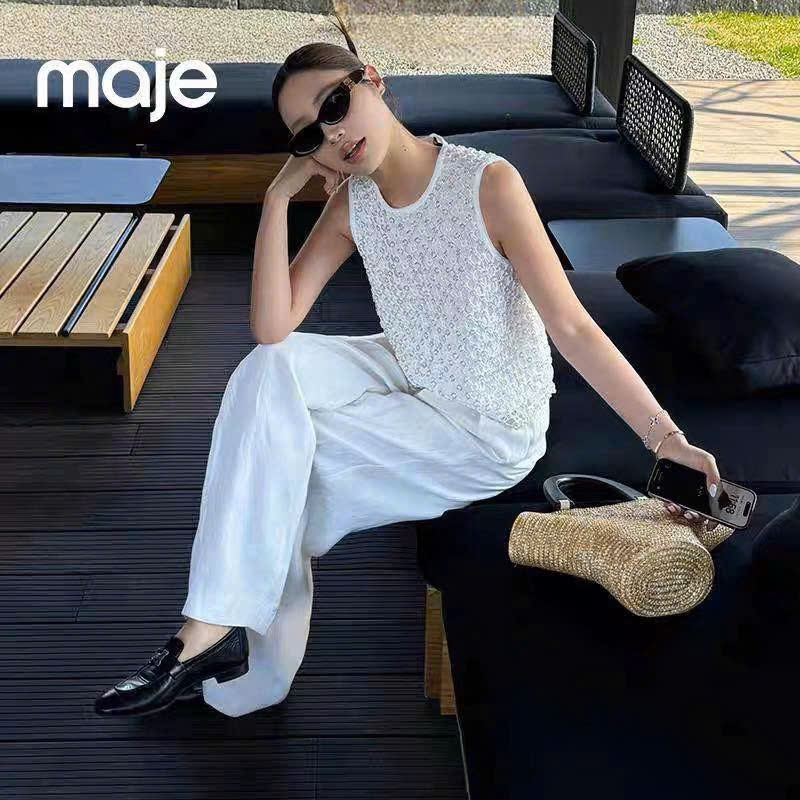 Áo gile lưới MAJE màu beirge