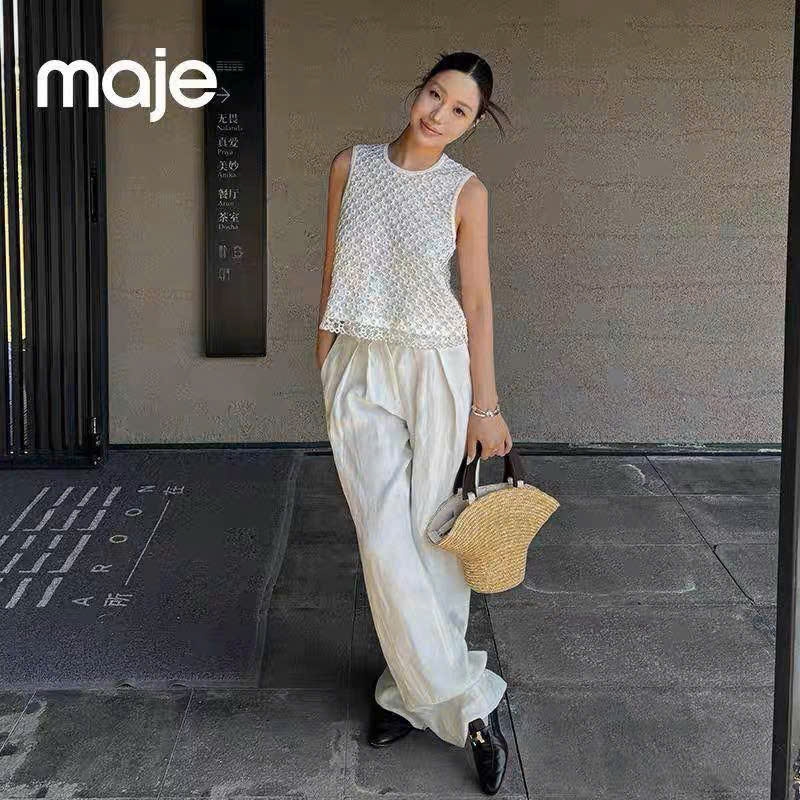 Áo gile lưới MAJE màu beirge