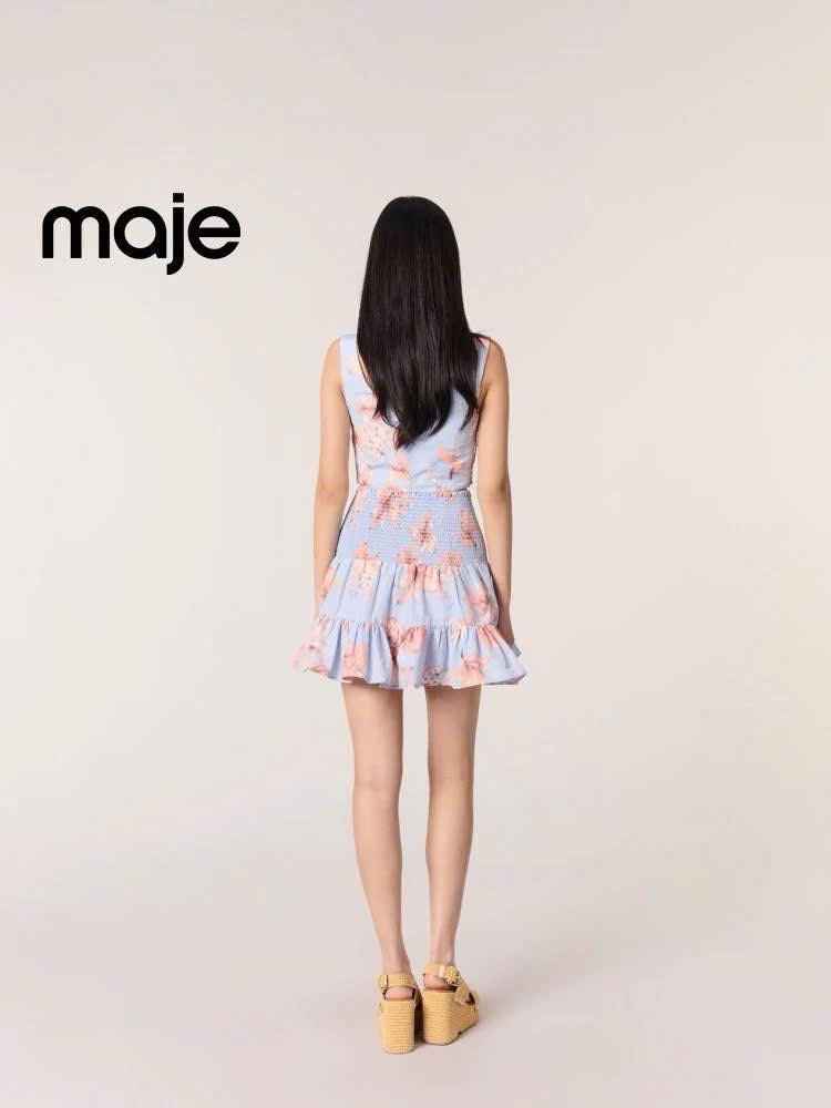 Set Maje hoa cam (Áo + Chân váy không tách)
