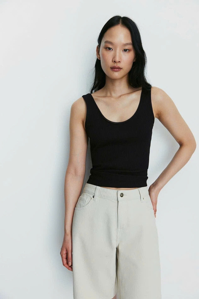 Áo thun tăm H&M viền ren 4 màu