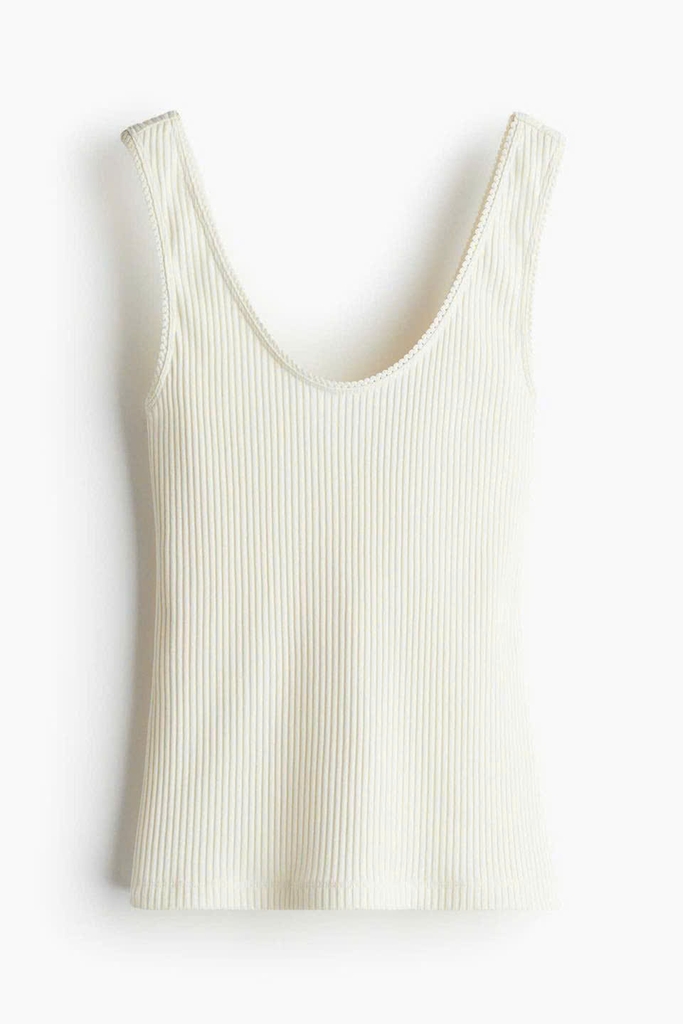 Áo thun tăm H&M viền ren 4 màu