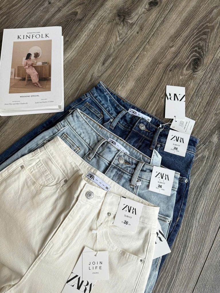 Quần denim Zara dáng suông 3 màu