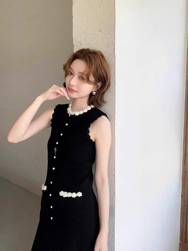 Đầm dài dệt kim ngọc trai
