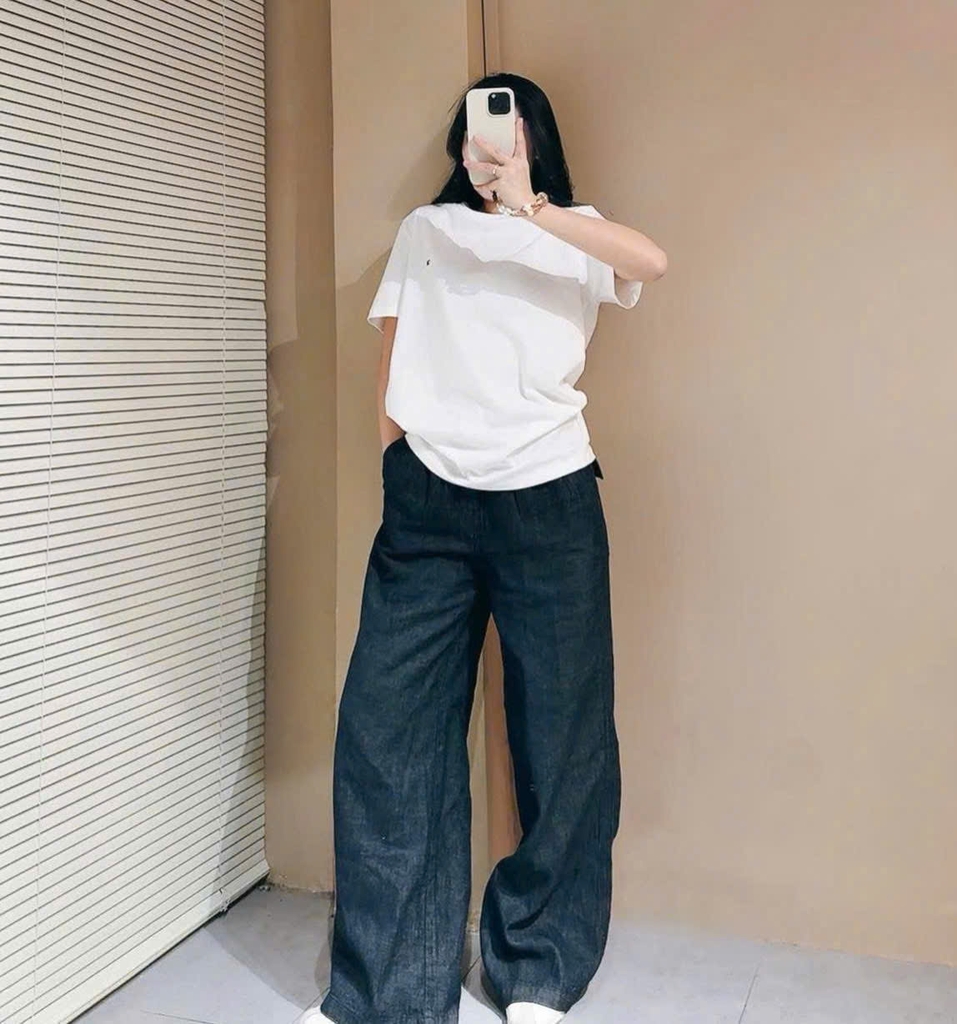 Quần denim Massimo Dutti suông