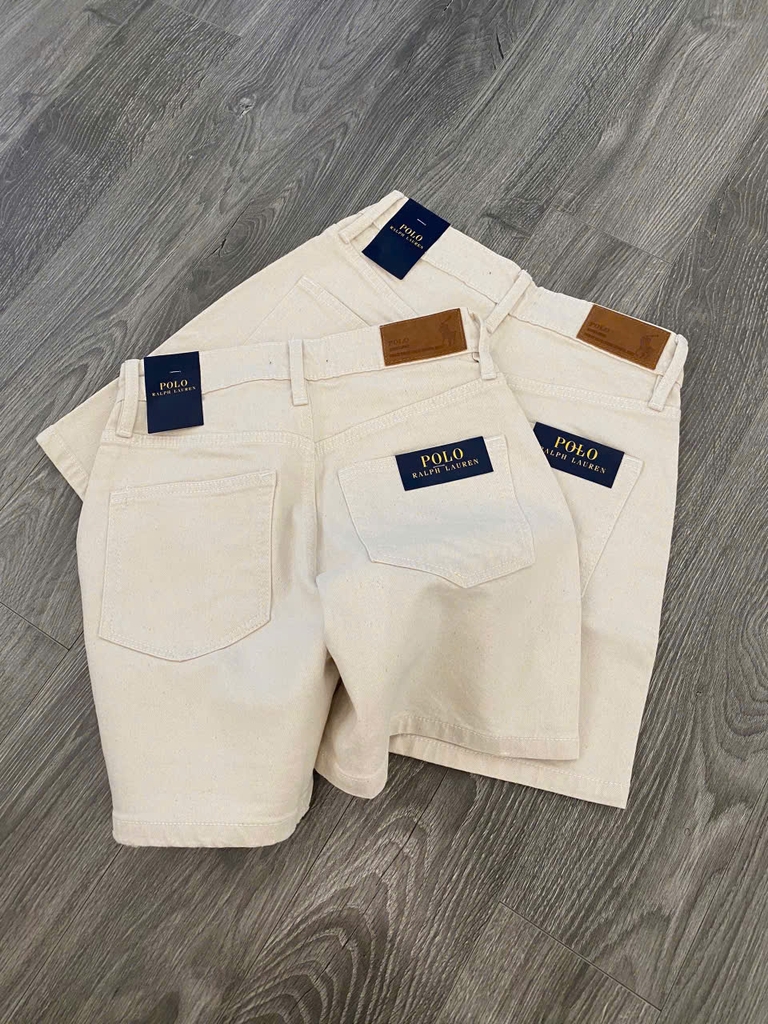 Quần short Polo RL denim màu beirge
