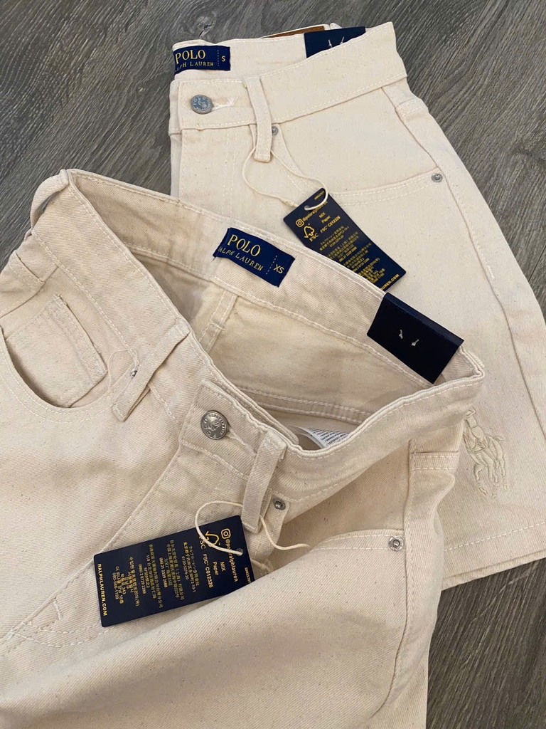 Quần short Polo RL denim màu beirge