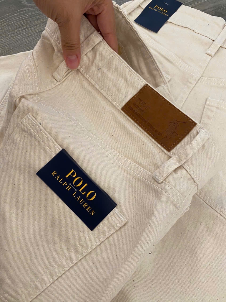 Quần short Polo RL denim màu beirge
