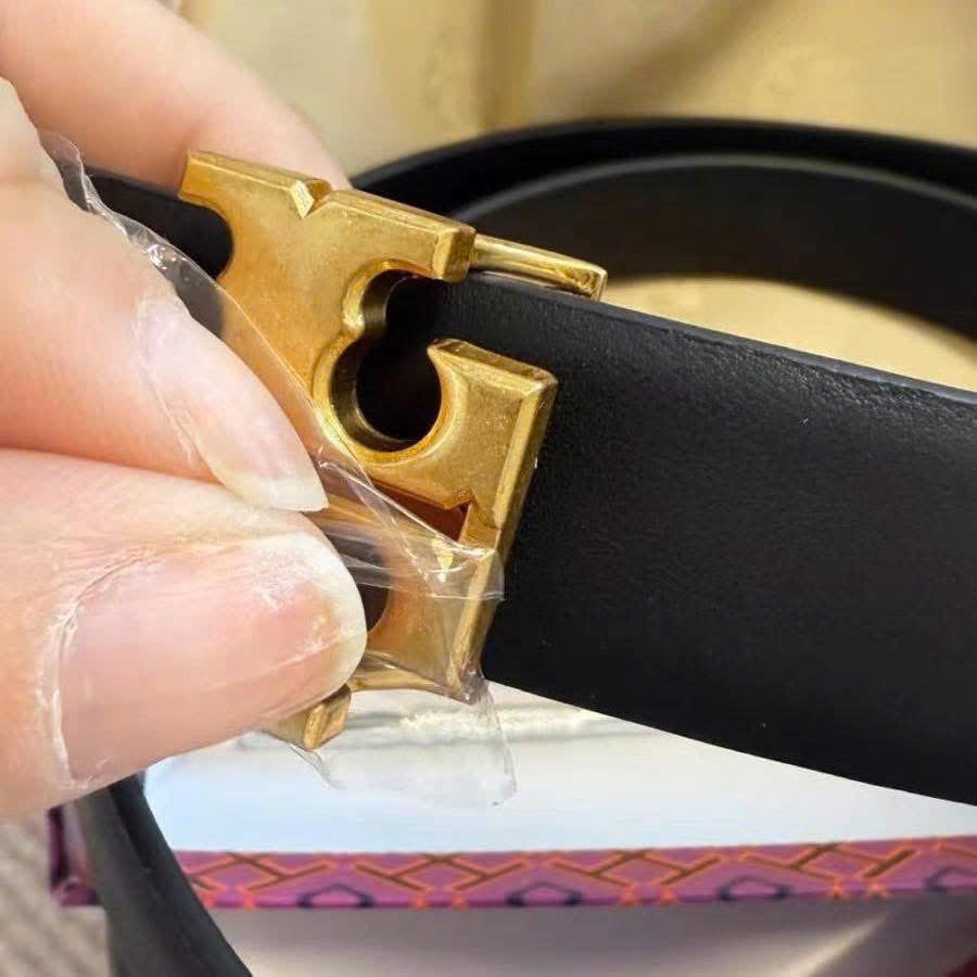 Belt da Tory Burch bản 2m đen mặt vàn fullbox