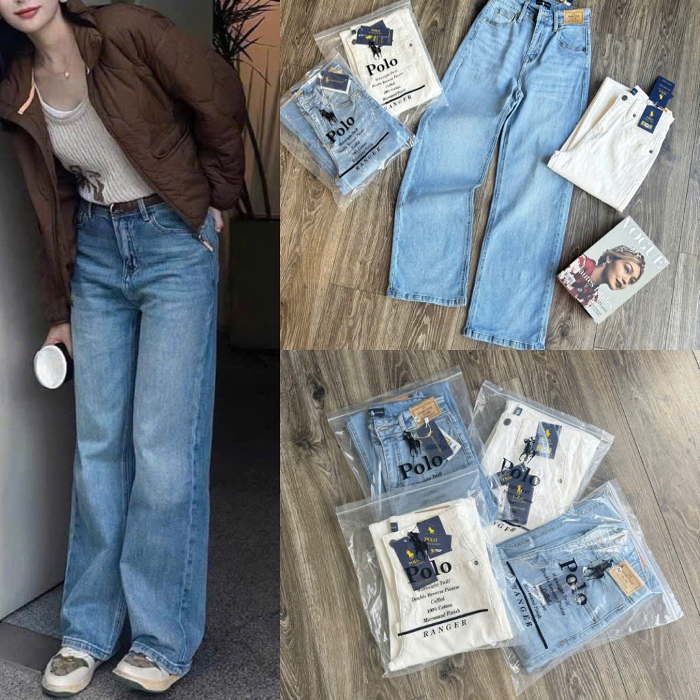 Quần denim suông đứng Polo RL