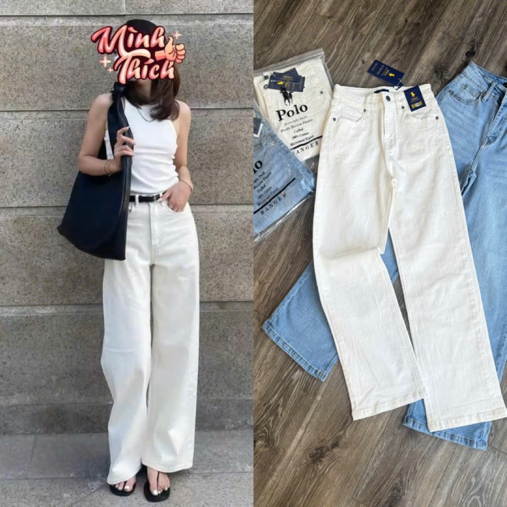 Quần denim suông đứng Polo RL