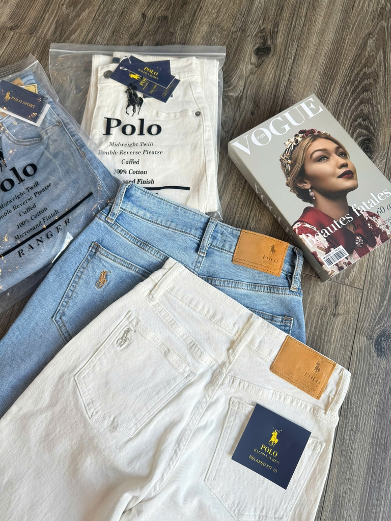 Quần denim suông đứng Polo RL