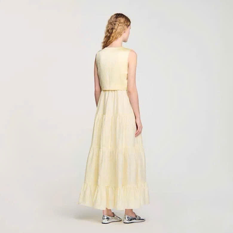 Đầm maxi vải linen