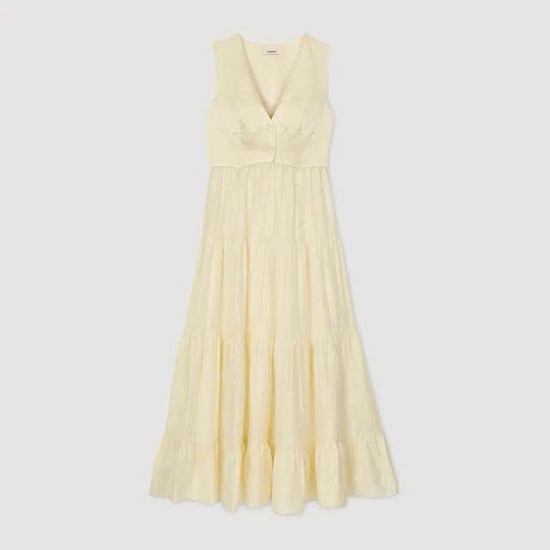 Đầm maxi vải linen
