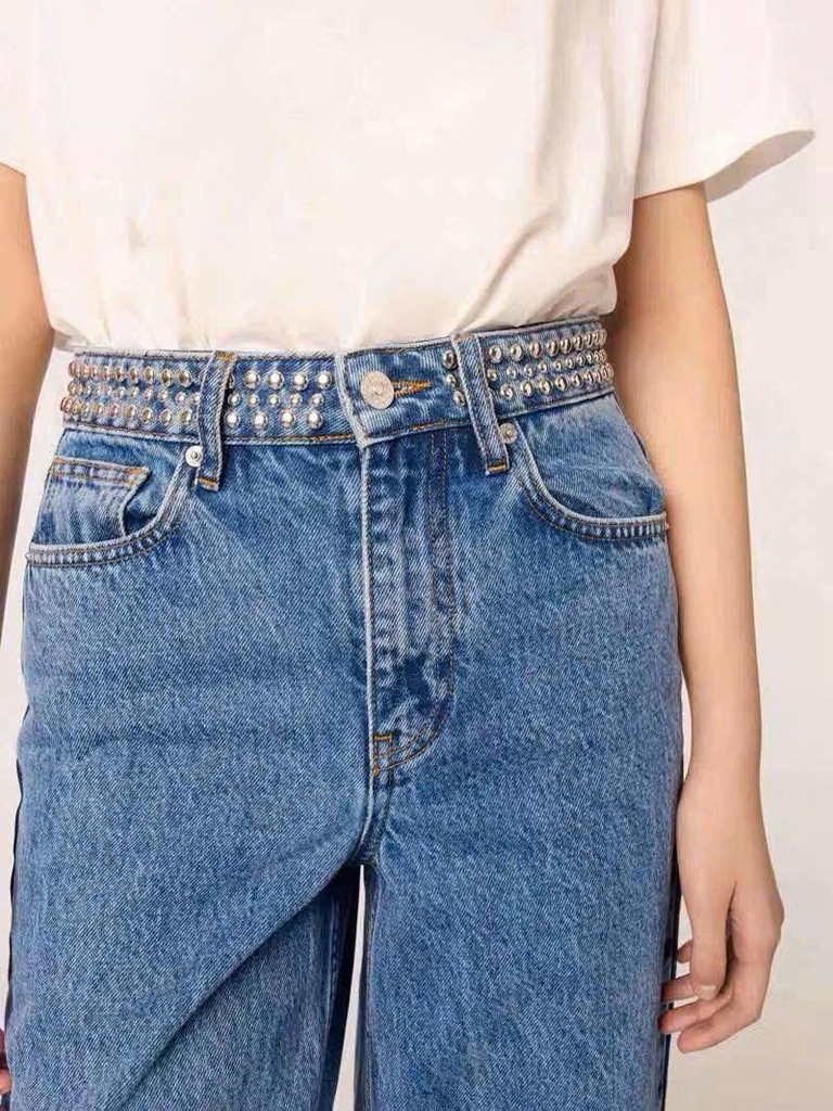 Quần suông Maje cạp đính bling tán
