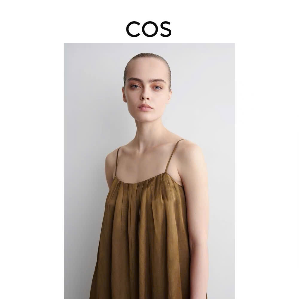 Váy maxi COS poplin dáng babydoll 2 dây 3 màu