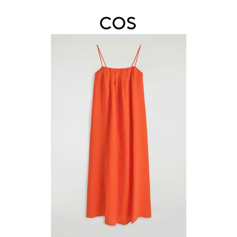 Váy maxi COS poplin dáng babydoll 2 dây 3 màu