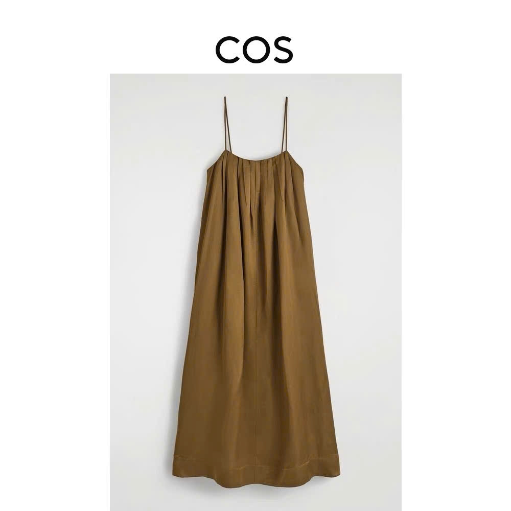 Váy maxi COS poplin dáng babydoll 2 dây 3 màu