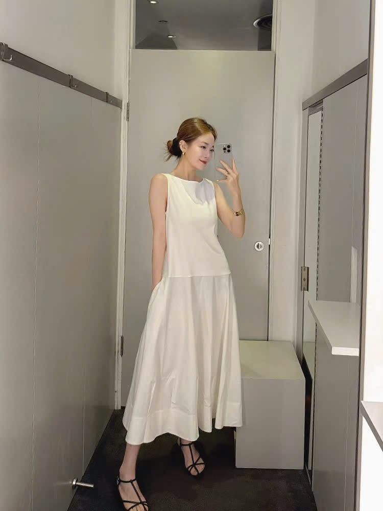 Váy thun COS suông babydoll sát nách 2 màu