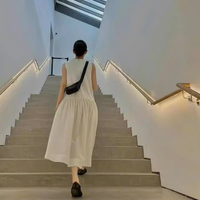 Váy thun COS suông babydoll sát nách 2 màu